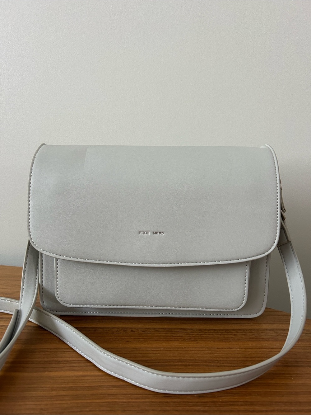 Pixie Mood Light Gray Structured Crossbody Bag
